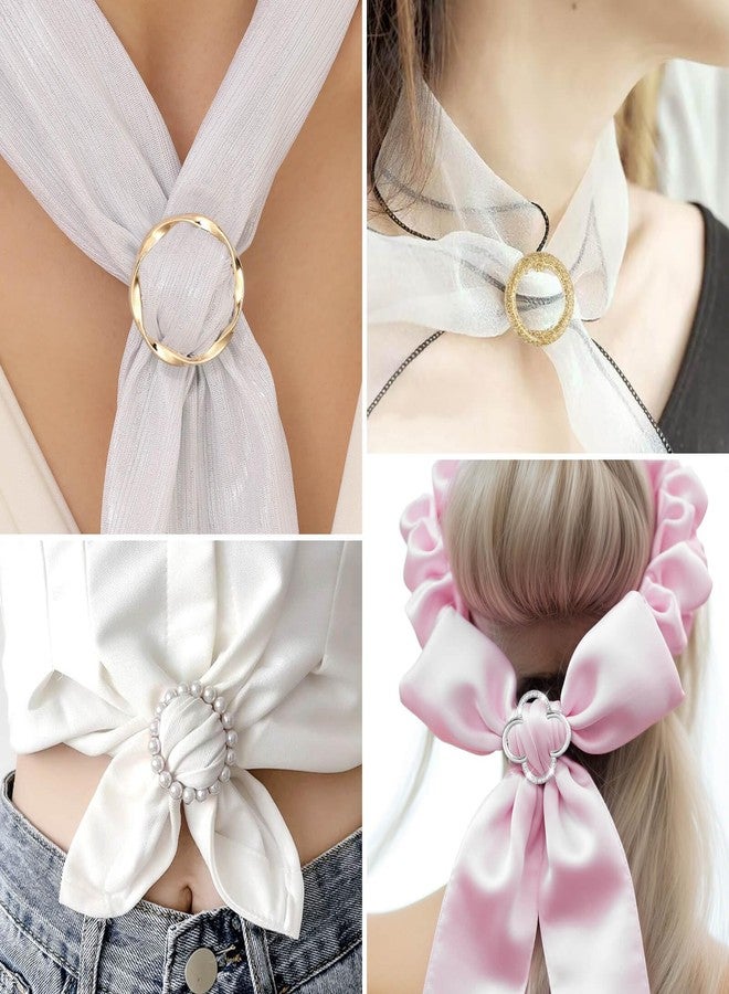 Kiqeres 10 PCS Scarf Rings for Women, T-Shirt Tie Clips with 1 Storage Bag, Pearl Belt Buckles, Dress Cinch Clip, Silk Scarf Ring, Pearl/Heart-Shaped Buckles For Clothes Hat Belt Decor - Image 4